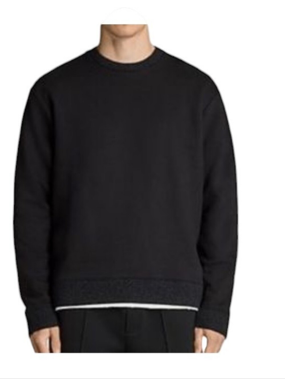 Allsaints Elders Long Sleeve Crew Sweatshirt Black Cotton Wool Trim XL